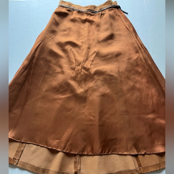 Vintage Laurence Roy Suede Leather A-Line High Waist Brown Long Midi Skirt - Picture 10 of 16